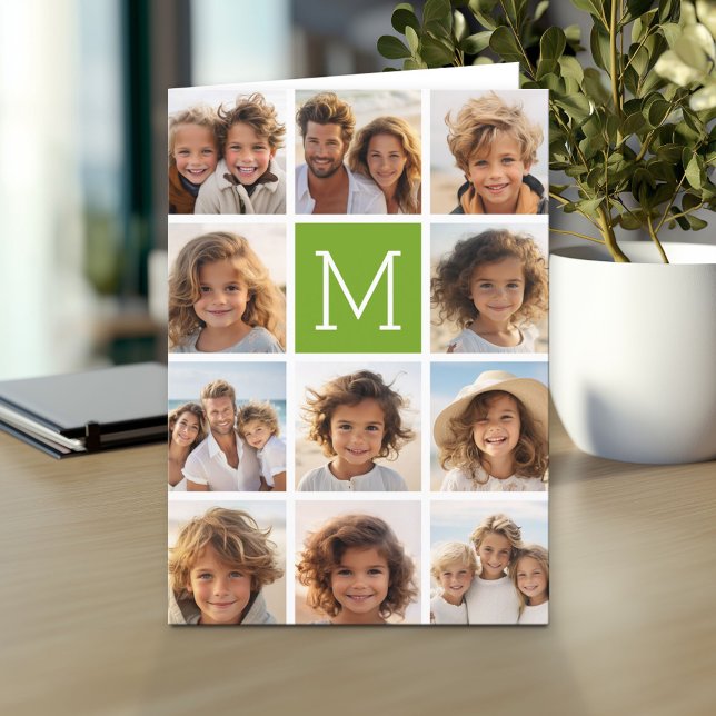 Carte Créez votre propre Instagram Photo Collage Lime (Custom Personalized Greeting Card)