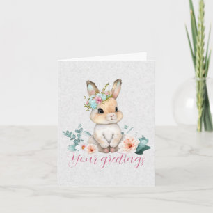 Carte Créez votre propre lapin de printemps et fleurs sa