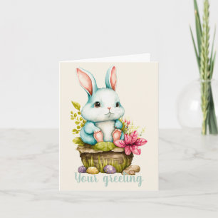 Carte Créez votre propre lapin de printemps et fleurs sa