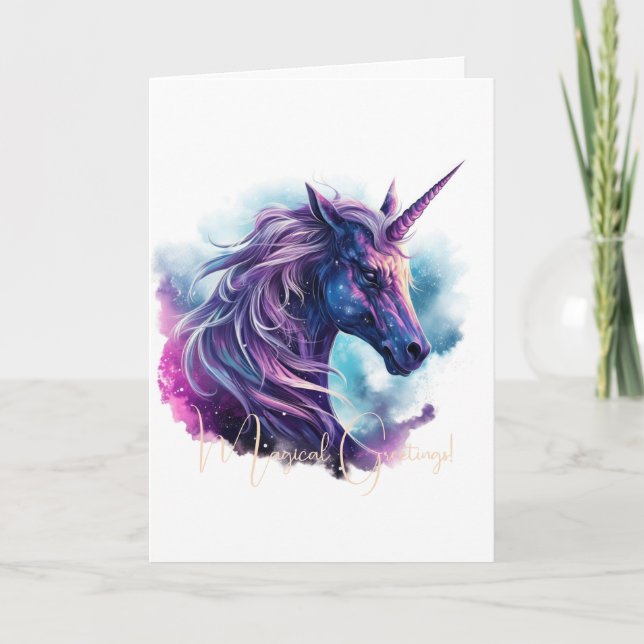 Carte Créez votre propre licorne mythique violette (Devant)