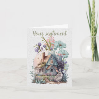 Carte Créez votre propre maison de lapin et fleurs sauva