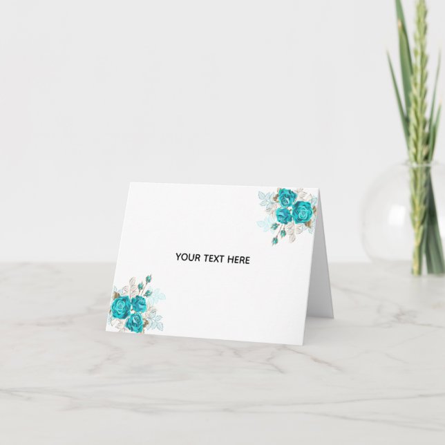 Carte Créez Votre Propre Rose Bleue Élégante (Devant)