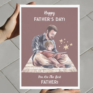 Carte Crème Beige Aquarelle Père Et Fils Fête des pères