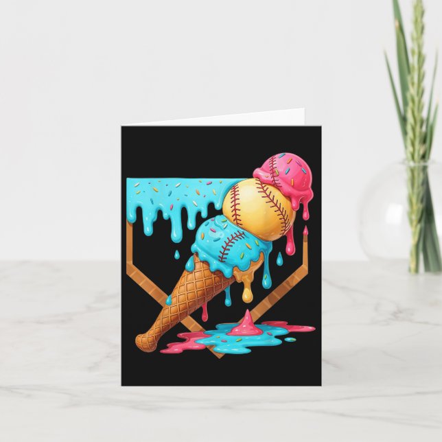 Carte Crème de glace de baseball goutte drôle de basebal (Devant)