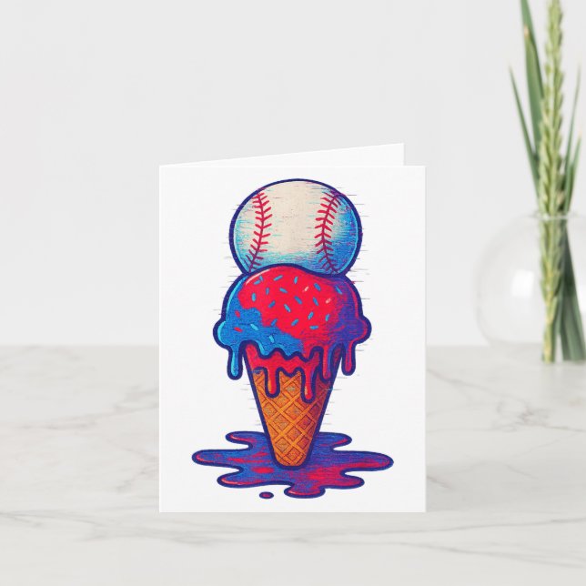Carte Crème De Glace Déchets Baseball Sport Distressed G (Devant)