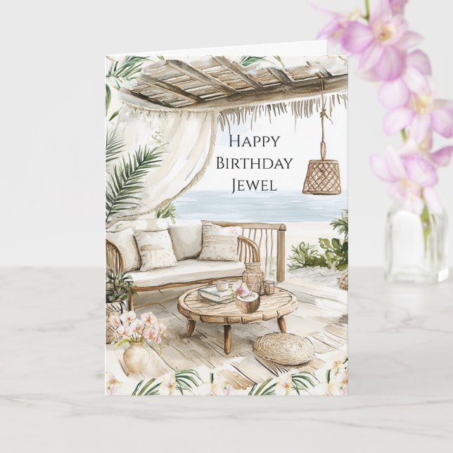 Carte Crème d'ivoire rose rayures Orchidées roses Annive (Orchidée)