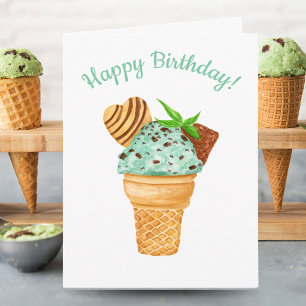 Carte Crème Glacée au Chocolat et à la Menthe à l'Aquare
