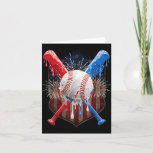 Carte Crème Glacée Dégoulinante de Baseball du 4 Juillet