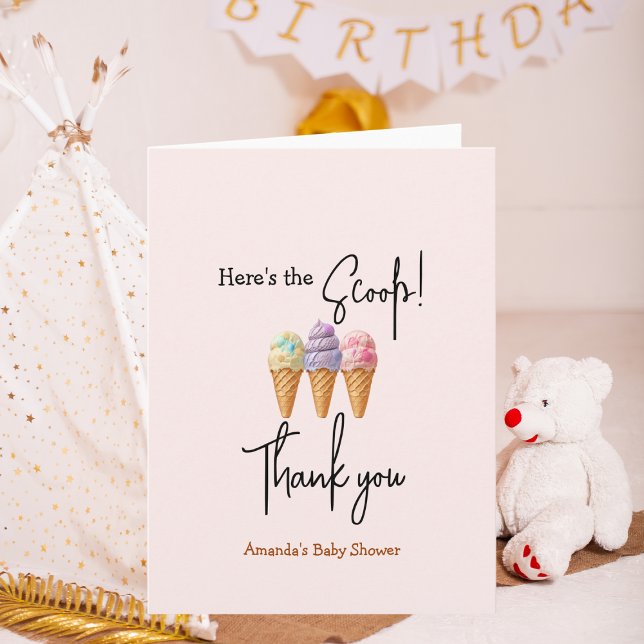 Carte Crème glacée douce été ici Baby shower Scoop (Créateur téléchargé)