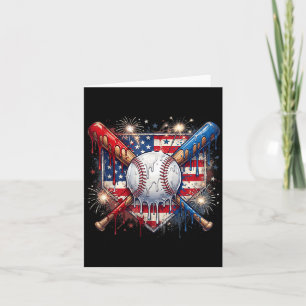 Carte Crème Glacée Drip de Baseball du 4 Juillet Patriot