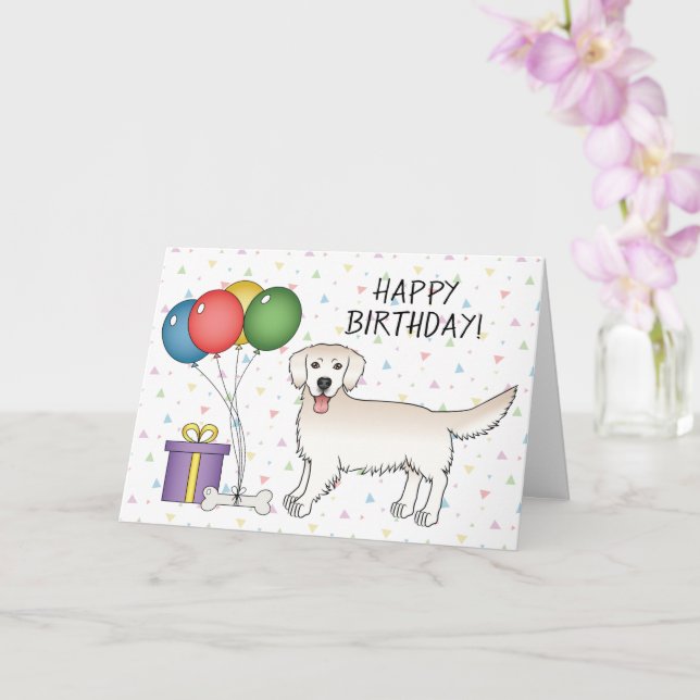 Carte Crème Golden Retriever Dessin Chien joyeux anniver (Orchidée)