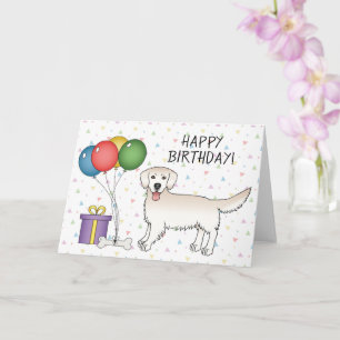 Carte Crème Golden Retriever Dessin Chien joyeux anniver