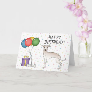 Carte Crème Italien Greyhound Dessin Chien Joyeux Annive