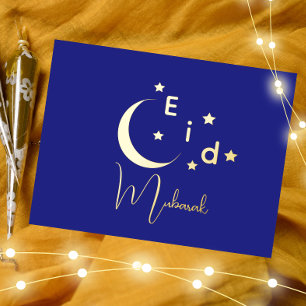 Carte Crescent Gold Foil Eid Moubarak