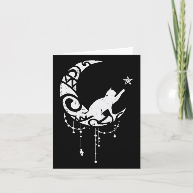 Carte Crescent Lune Étoile Chat Mystique Céleste Femmes  (Devant)