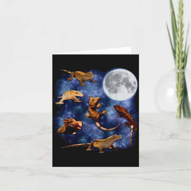 Carte Crested Gecko Moon Retro Reptile Mom Dad Breeder L (Devant)