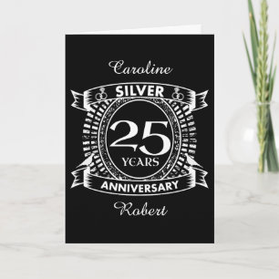 Carte crête d'argent pour 25e anniversaire de mariage
