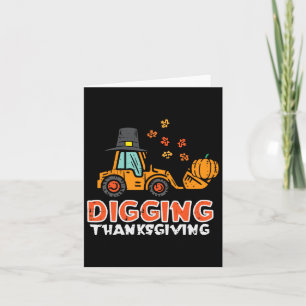 Carte Creusement Thanksgiving Excavateur Camion Automne 