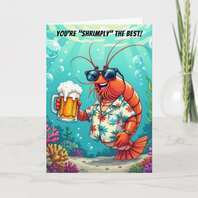 Carte Crevettes d'anniversaire avec une bière Mug (Devant)