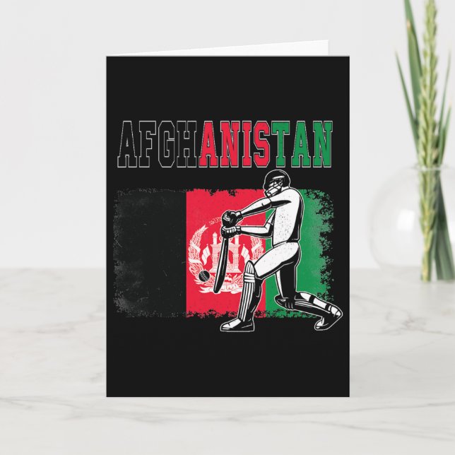 Carte Cricket avec l'équipe du drapeau de l'Afghanistan  (Devant)