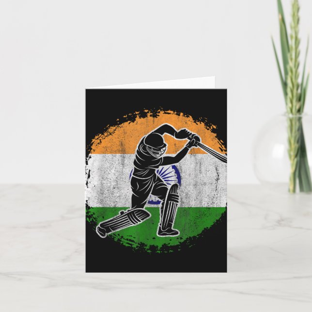 Carte Cricket Player Indian Flag Cricketer  (Devant)