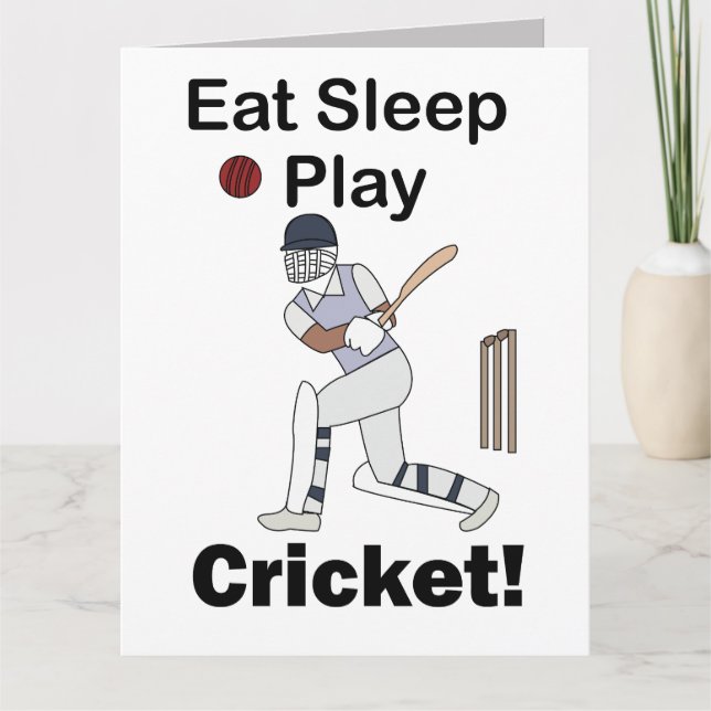Carte Cricket Sports Eat Sleep Play Cricket (Devant)