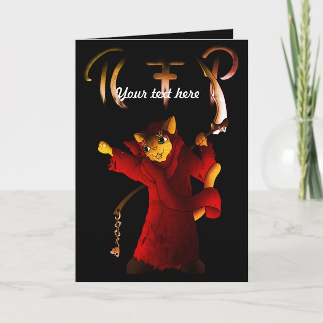 Carte Crimson Red Grim Reaper Cat (Devant)