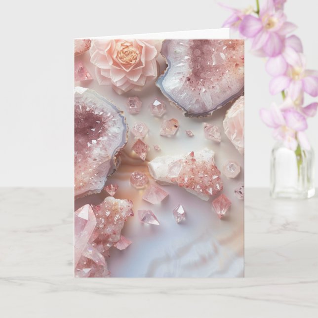 Carte Cristal de Quartz Rose | Pierre de l'Amour Rose  C (Orchidée)