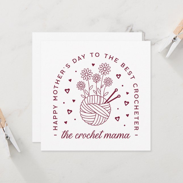 Carte Crochet maman crochet maman mère heureux mères jou (Devant/Arrière en situation)
