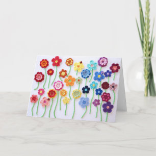 Carte crochetée champ de fleurs