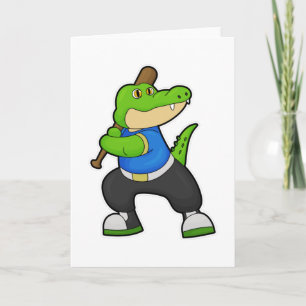Carte Crocodile au baseball avec une batte de baseball