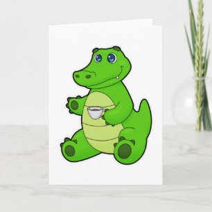 Carte Crocodile avec une tasse de café
