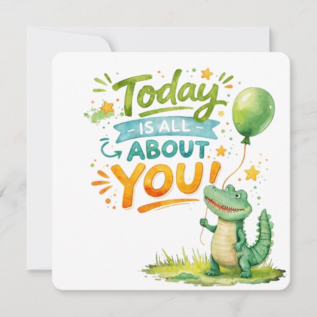 Carte Crocodile Birthday Card for Kids (Devant)