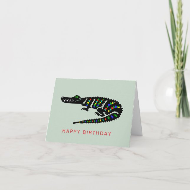 Carte CROCODILE dessiné à la main - Nature - Faune - (Devant)
