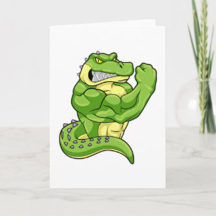 Carte Crocodile en culturiste avec de gros muscles