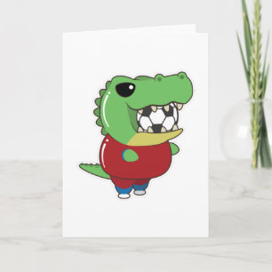 Carte Crocodile en joueur de football avec ballon de foo