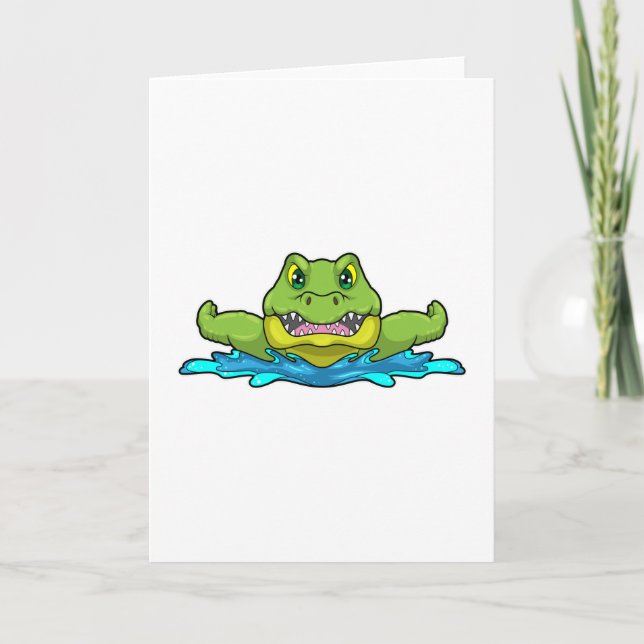 Carte Crocodile en train de nager dans l'eau (Devant)