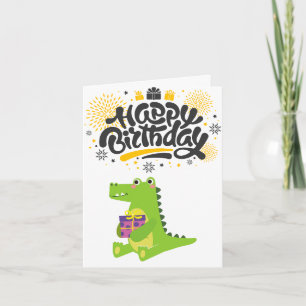 Carte Crocodile Marrant & Joyeux Joyeux Anniversaire