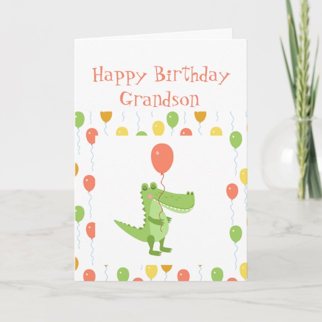 Carte Crocodile mignon Amusant Animal Grandson Anniversa (Devant)