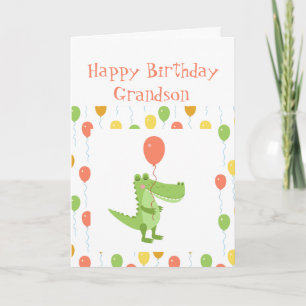 Carte Crocodile mignon Amusant Animal Grandson Anniversa