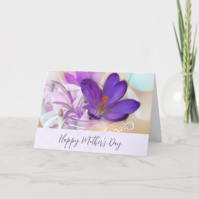 Carte Crocus de printemps violet pour la fête des mères (Devant)