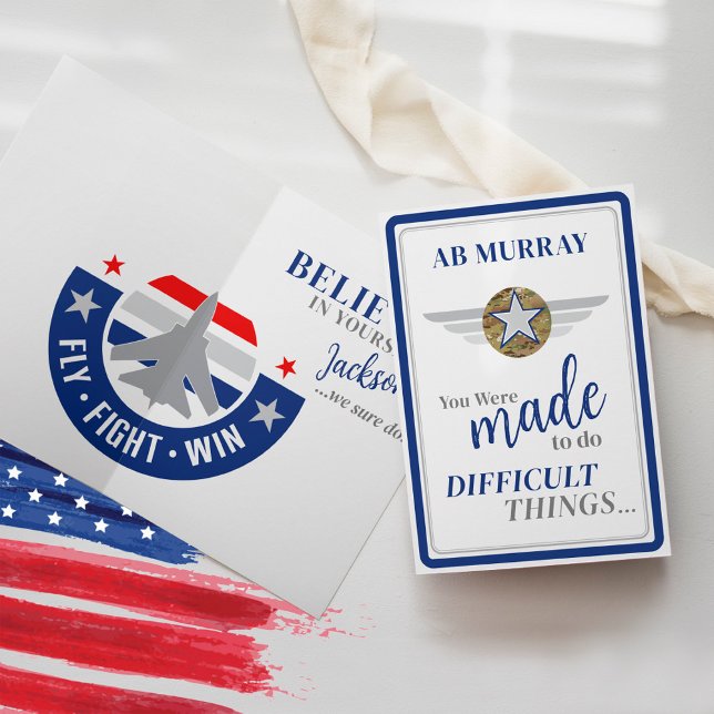 Carte Croire Formation Militaire de Base Armée de l'Air  (You Were Made To Do Difficult Things, Believe In Yourself, we sure do, fly fight win, Air Force Jet)