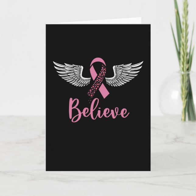 Carte Croire le cancer du sein soutien Ribbon rose cadea (Devant)