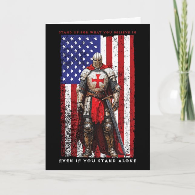 Carte Croisé Templier de la Valeur du Drapeau Américain  (Devant)