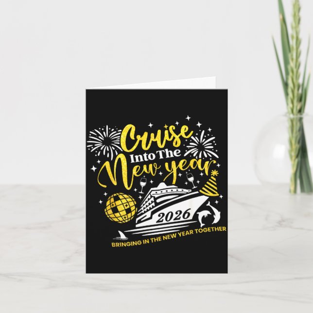 Carte Croisière dans la nouvelle année Drôle 2026 Bateau (Devant)