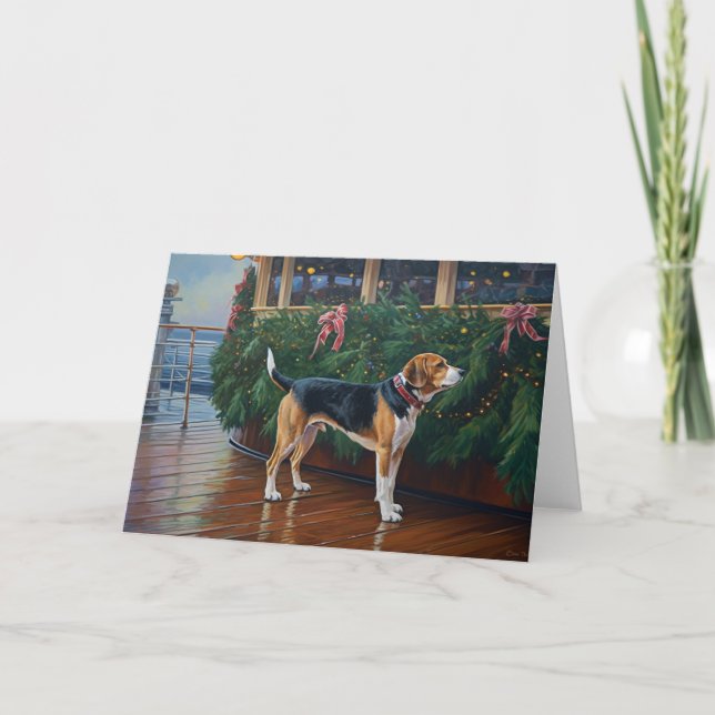 Carte Croisière de Noël beagle : Pawsome Holiday Delft (Devant)