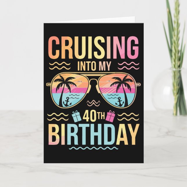 Carte Croisière Pour Mes 40 Ans Vacances Coucher de Sole (Devant)