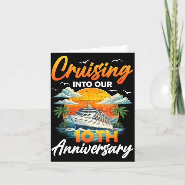 Carte Croisière Rétro 10e Anniversaire au coucher du sol (Devant)
