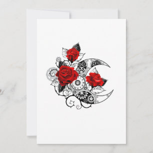 Carte Croissant mécanique avec roses rouges
