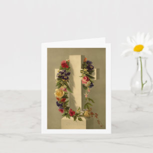 Carte Croix aux fleurs Pâques